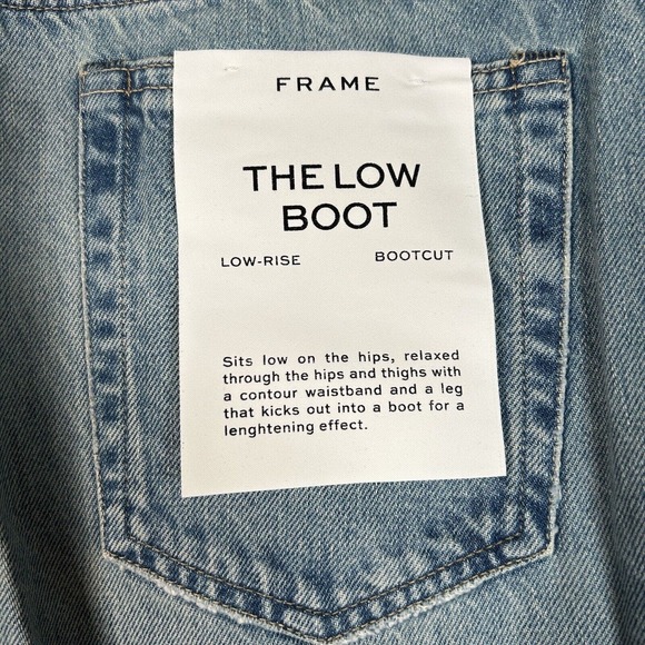 Frame NWT Jeans Women's 30 The Low Boot Cut Blue Faded Distressed Denim Pants - Picture 3 of 7